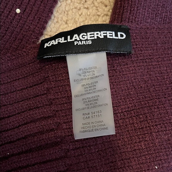 Karl Lagerfeld Burgundy Scarf with White Speckles - Picture 2 of 5